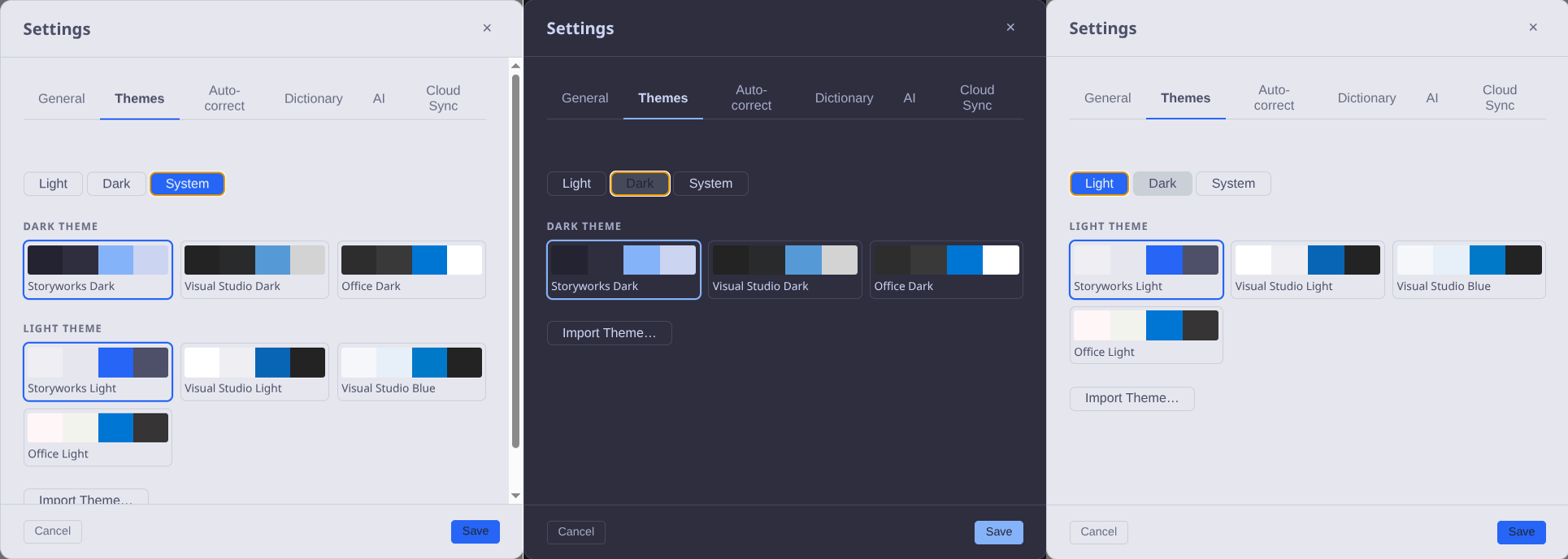 Storyworks Workspace theming and personalization